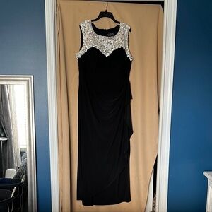 Elegant Black Dress with White Embellishments